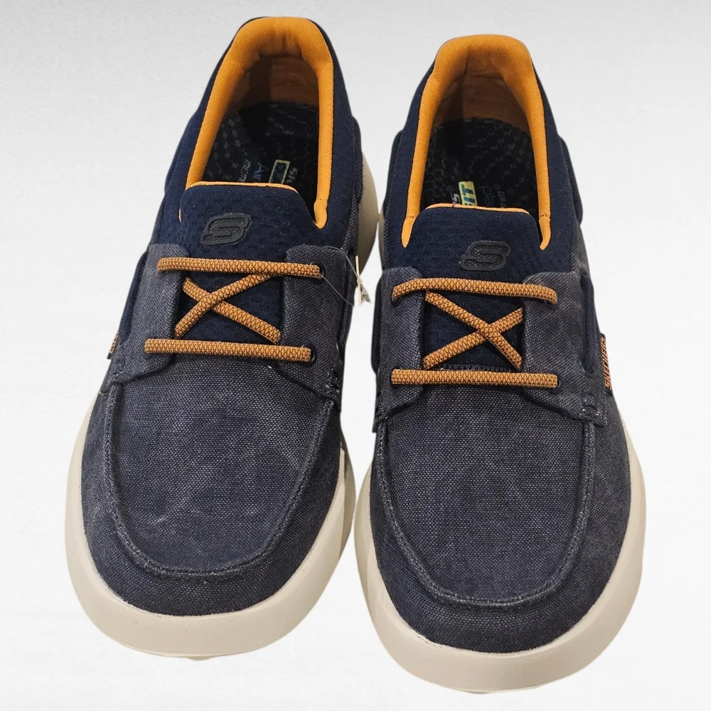 Skechers Bellinger Garmo Slip-on Comfort Boat Shoe Navy Blue Size 7